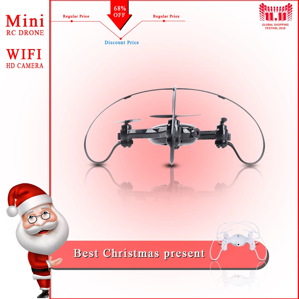 

Mini Drone with Camera HD Wifi FPV Quadcopter 2.4G 6Axis RTF Helicopter Drone with GYRO Headless Mode Flying RC Quad Copter Gift