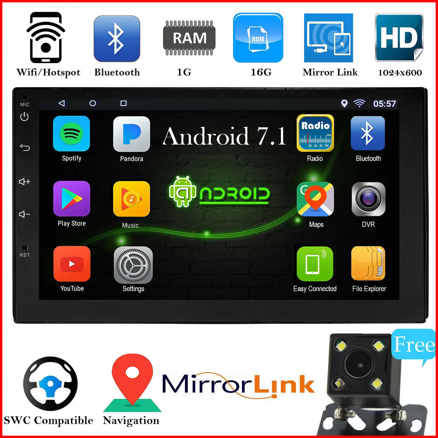 2din Android автомобильный Радио мультимедийный видео плеер Универсальный Авто