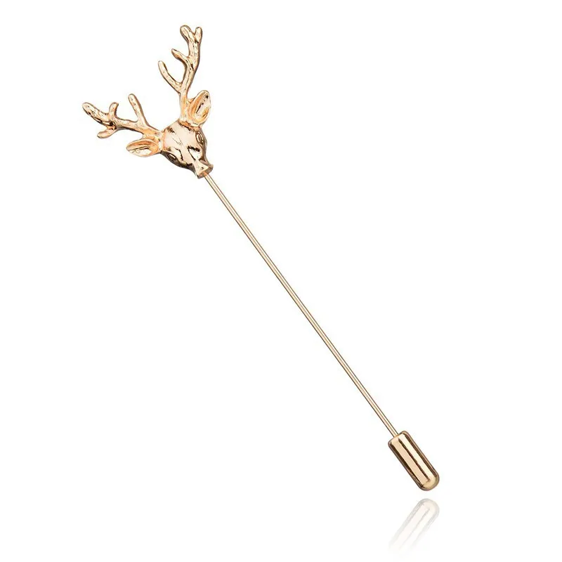 

New Fashion Simple Deer Head Brooch Pins For Women Men Suit Animal Collar Pin Brooches Jewelry Christmas Gifts