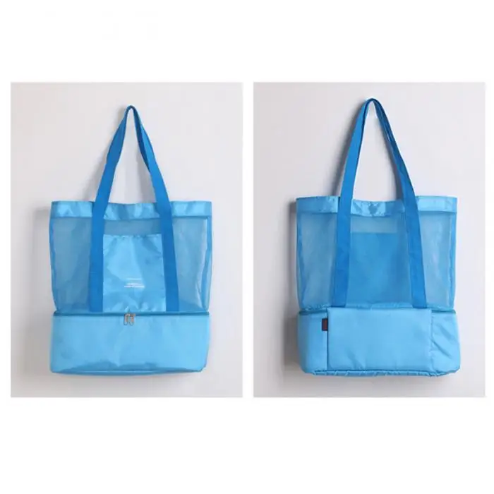 Женская сетчатая прозрачная сумка двухслойная сохраняющая тепло большие пляжные сумки для пикника Лучшая-WT