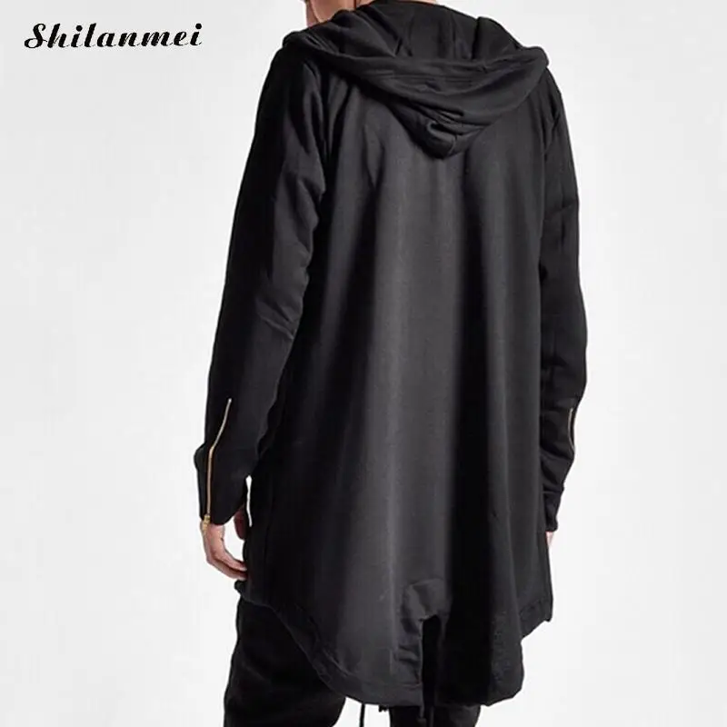 Готические мужские толстовки с капюшоном, черная сиамская Кепка с ...