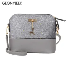 Винтажные женские сумки из кожи с блестками, модная маленькая сумка с оленем, женская сумка через плечо, Повседневная сумка через плечо