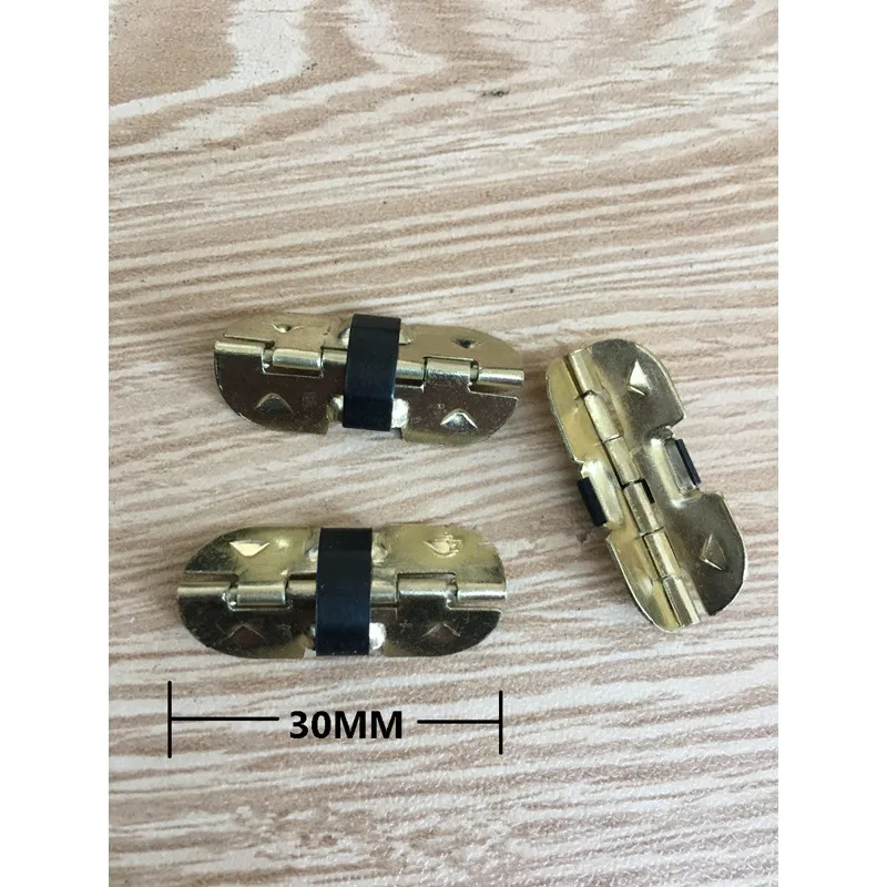 

Yellow Metal Cabinet Luggage Mini Hinge,Make Up Box Decoration Hinge with Springs,Antique Vintage Half Round,30*9mm,50Pcs