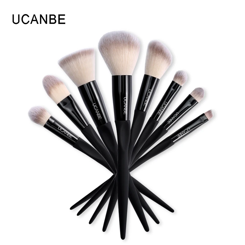 UCANBE 8pcs Tapered Makeup Brushes Set Grasp Handle Soft Hair Blending