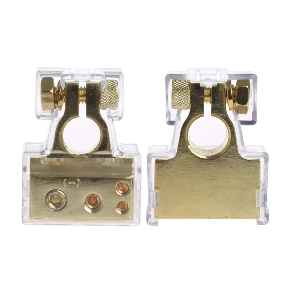 

2PCS HEAVY DUTY Metal Gold Plated Gauge Car Battery Terminal Positive/Nagative F 0/1 2 4 8 AWG Drop shipping