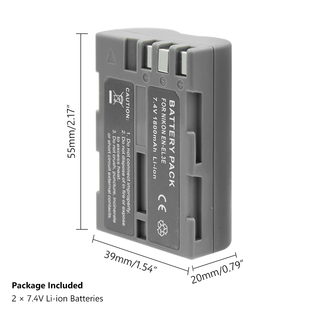 EN EL3E EL3A литиевая батарея для Nikon D90 D80 D70 D50 D100 D200 D300 1800mAh перезаряжаемая литий