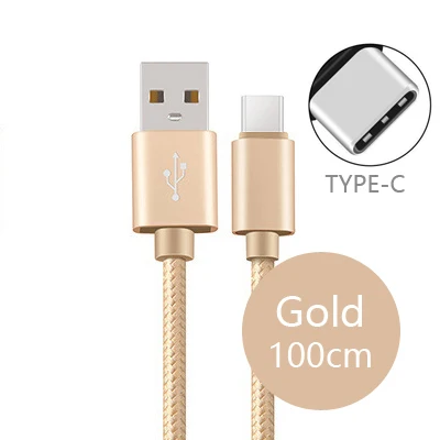 Usb type-C кабель нейлоновый металлический type-C синхронизация Быстрая зарядка для OnePlus 3t 3 2 ZUK Z2/Lumia 950XL/950/ASUS Zenfone 3 Delux Ultra - Цвет: 1mGold