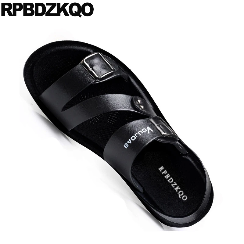 

native slides metal strap fashion size 45 blue men sandals leather summer water slippers waterproof black 46 2019 shoes outdoor