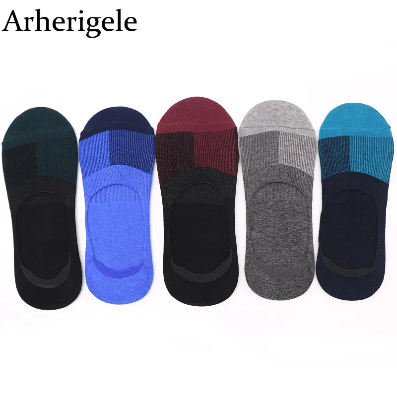 Arherigele Лето Для мужчин лодка носки тапочки невидимые хлопчатобумажные мужские носки до лодыжки модные дышащие Для мужчин; короткие носки 10
