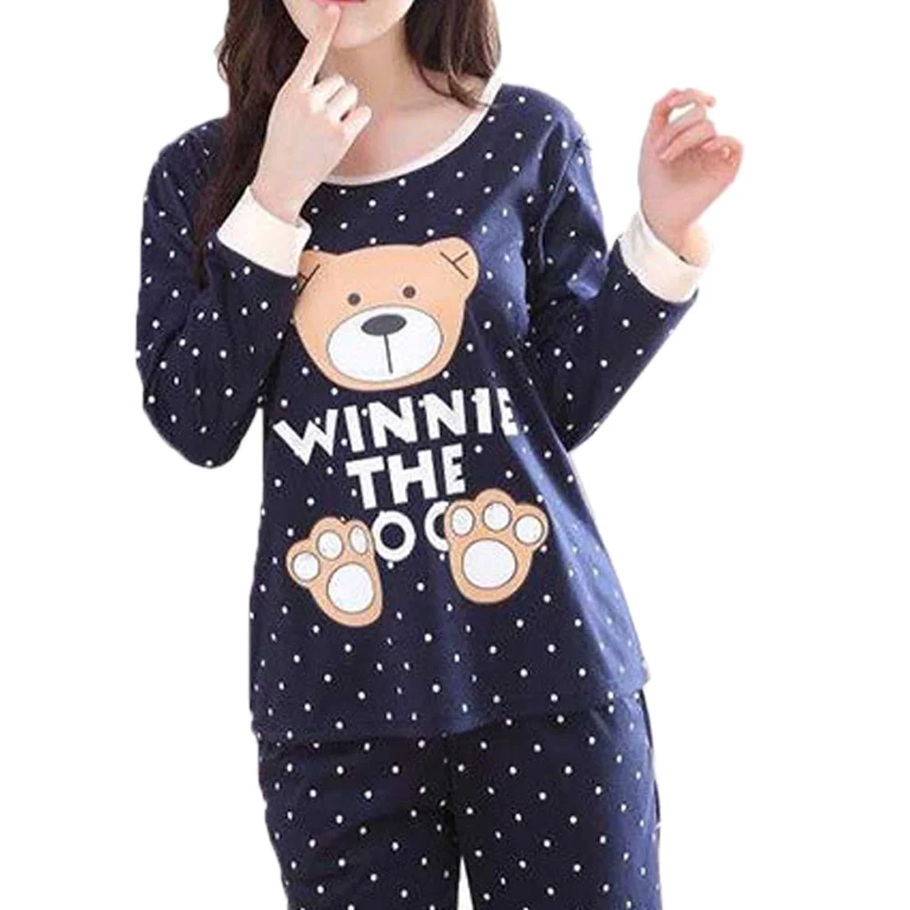 Пижамный комплект Дамская пижама энергичный спортивный костюм для сна Дамская Удобная весенняя одежда с длинными рукавами