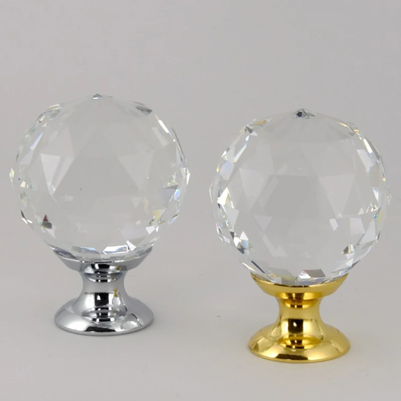 20-40MM Crystal Diamond Cabinet Pulls Silver Gold Kitchen Handles Furniture Glass Door Drawer Handle Cabinet Knobs
