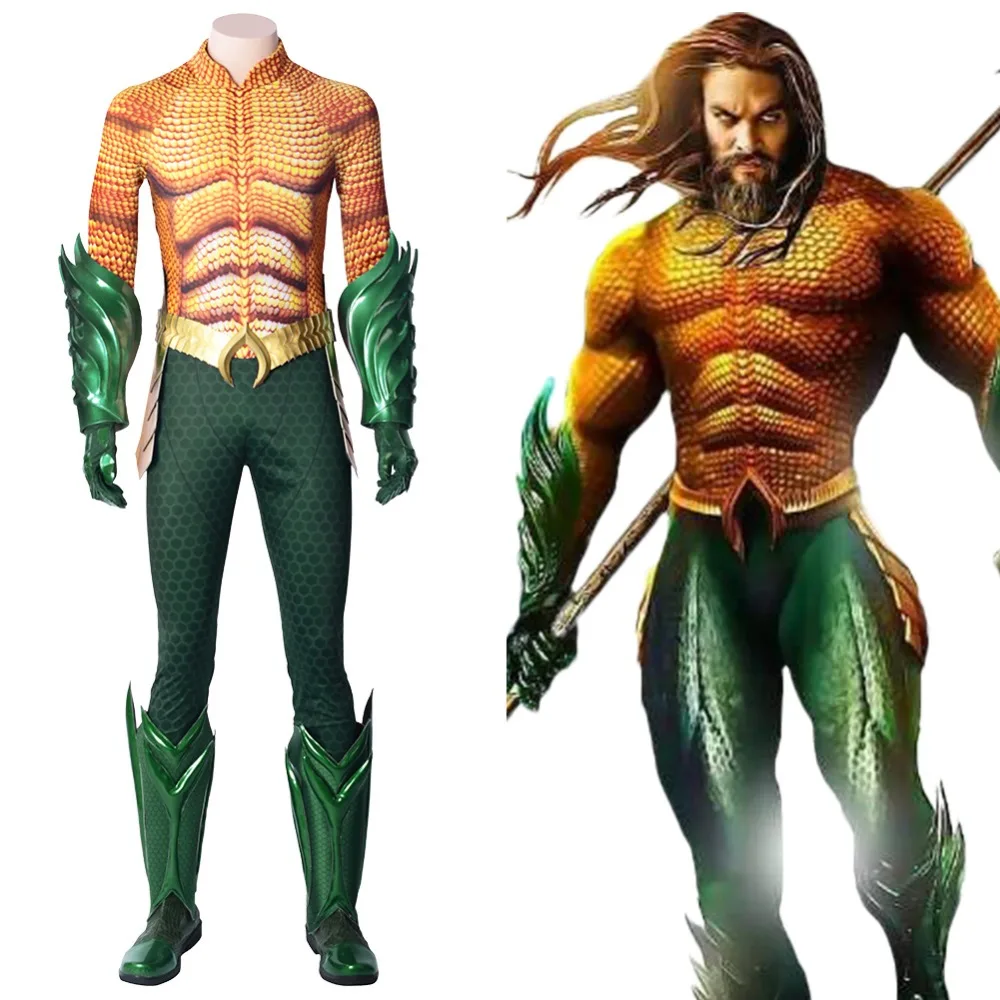 DC Justice League Aquaman Arthur Curry Косплей Костюм нарядный Хэллоуин костюмы
