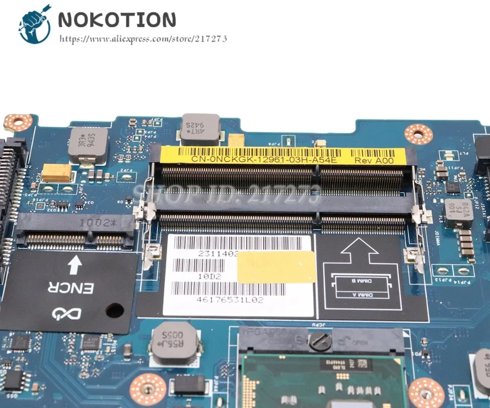 NOKOTION для Dell Latitude E6510 Материнская плата ноутбука CN-0NCKGK 0 NCKGK CN-0WJ1RV NAL20 LA-5571P QM57 DDR3 Бесплатная Процессор