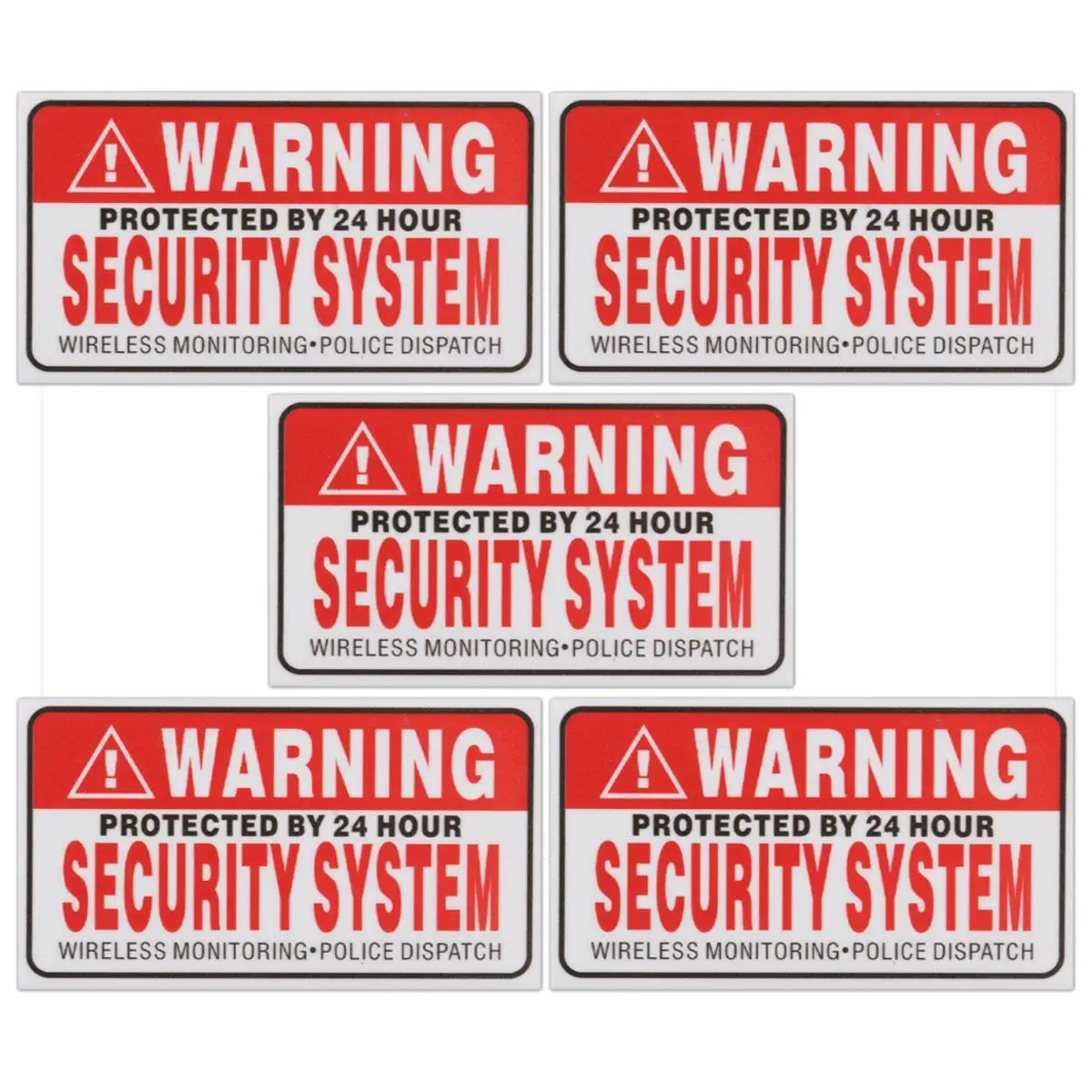 

5Pcs/Set Warning Protected by 24 Hour Security System Stickers Saftey Alarm Signs Decal Warning Mark Business 9*5cm Car Styling