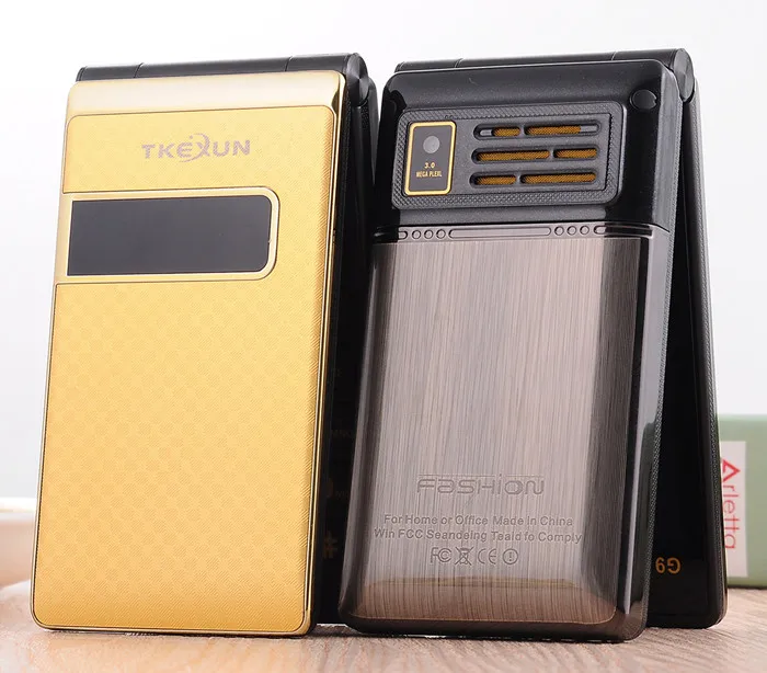 Роскошные оригинальные TKEXUN G9 металла телефон флип мобильный Резервное вибрации
