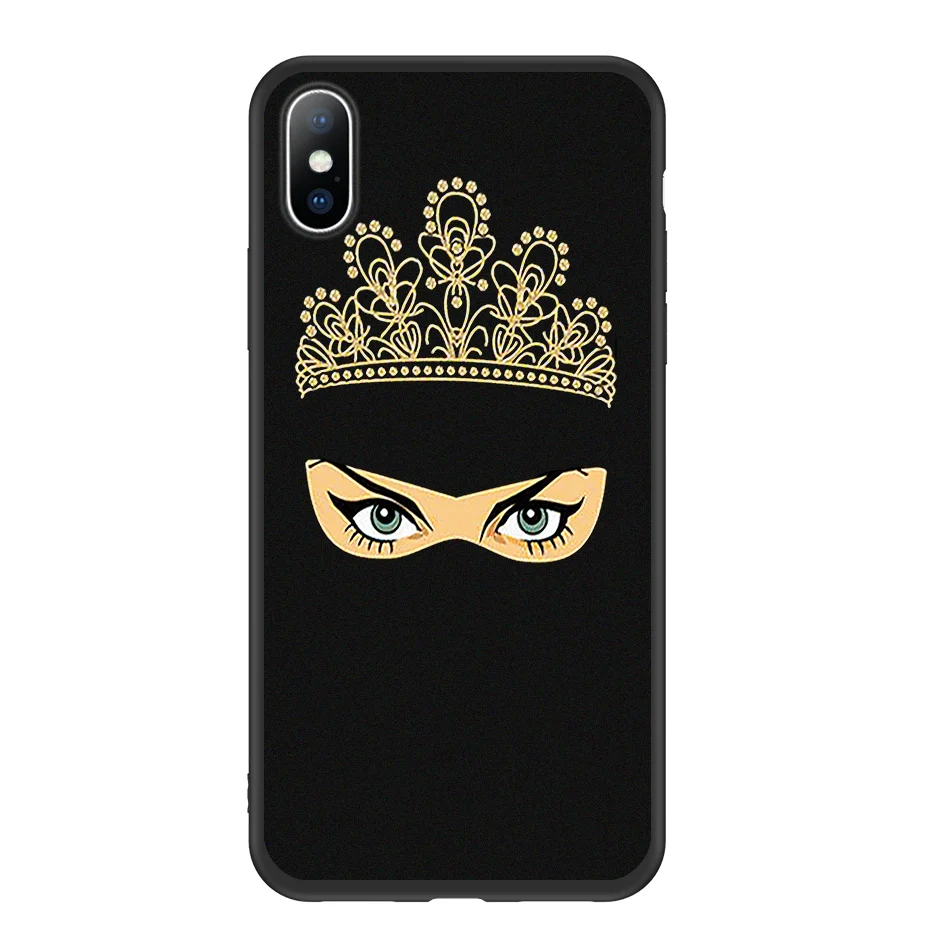 Moskado Роскошный корона девушка глаза королева чехол для телефона для iPhone 6 6s 7 8 Plus 5S SE X XR XS Max Мягкая силиконовая задняя крышка черный корпус - Цвет: 5031