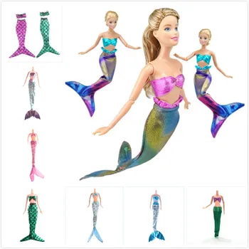 

Handmade Dolls Party Dress Gown Skirt Fashion Clothes dress Doll Genuine Mermaid Tail Dress Baby Toy