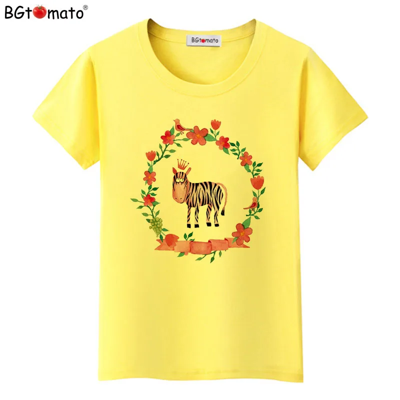 

bgtomato T shirt Flower and zebra beautiful t-shirt women Hot sale new style top tees Short sleeve O-neck casual tshirt women