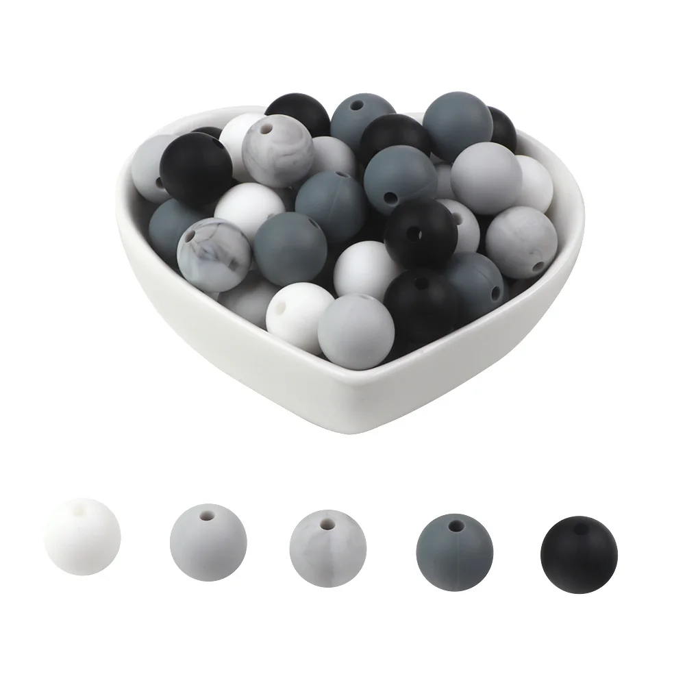 

BOBO.BOX 100Pcs 12mm Round Silicone Beads BPA Free Material for DIY Baby Teething Necklace Nursing Toy Baby Teether