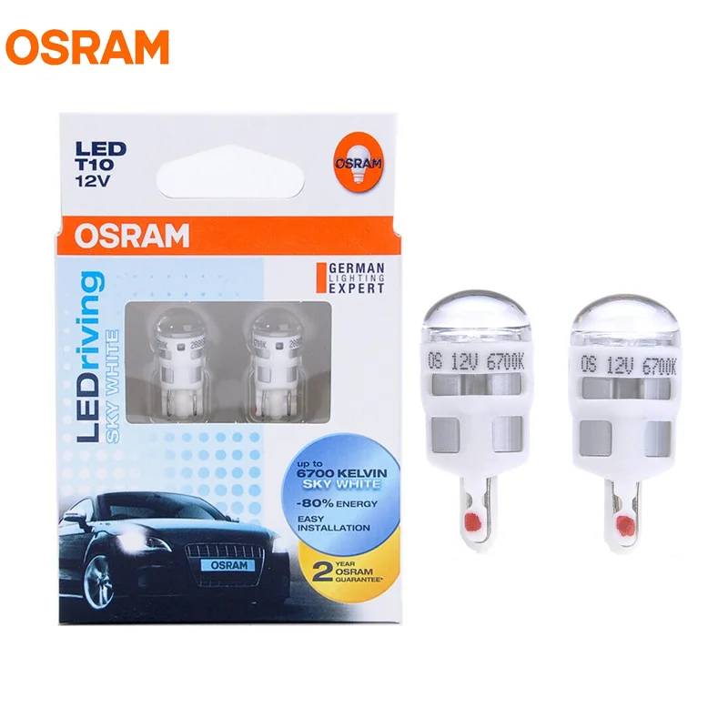 

OSRAM T10 LED 2880SW 6700K W5W LEDriving Standard Sky White Auto Side Marker Bulbs Turn Signal Light 80% Energy Saving Pair