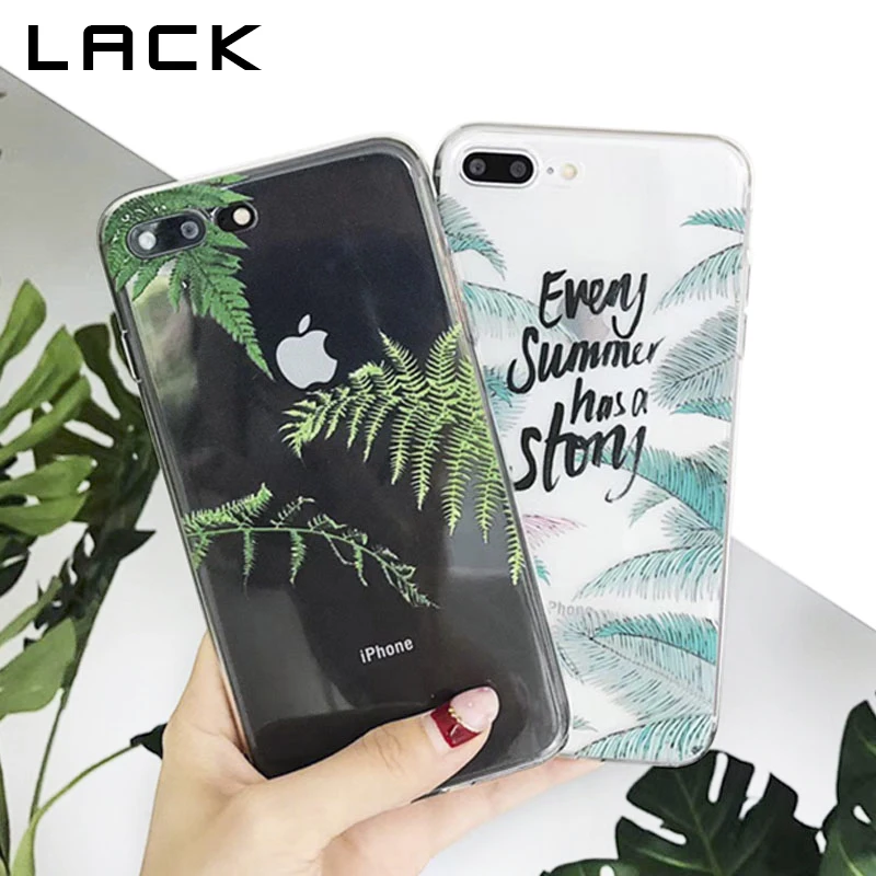 

LACK Summer Green Leaf Phone Case For iphone 7 Case For iphone X 6S 6 7 8 Plus Ultra thin Soft Clear Cover Fashion Cartoon Cases