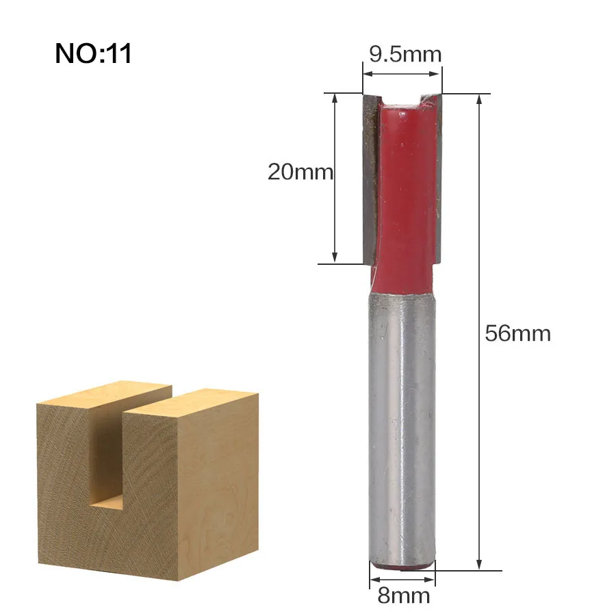 1 шт. 8 мм хвостовик древесины маршрутизатор бит прямой Концевая фреза триммер очистка заподлицо отделка угловая круглая бухта коробка биты инструменты фреза - Длина режущей кромки: NO11