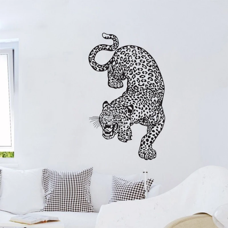 Ferocious Leopard Wall Decals Vinyl Adhesive Wall Stickers Home Decor