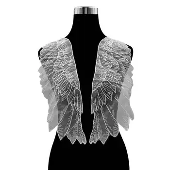 2PCS Luxury Tulle Organza Lace Fabric Wings Applique Patches Embroidery Sewing Trimmings Embellishments Dress Guipure Supplies 1
