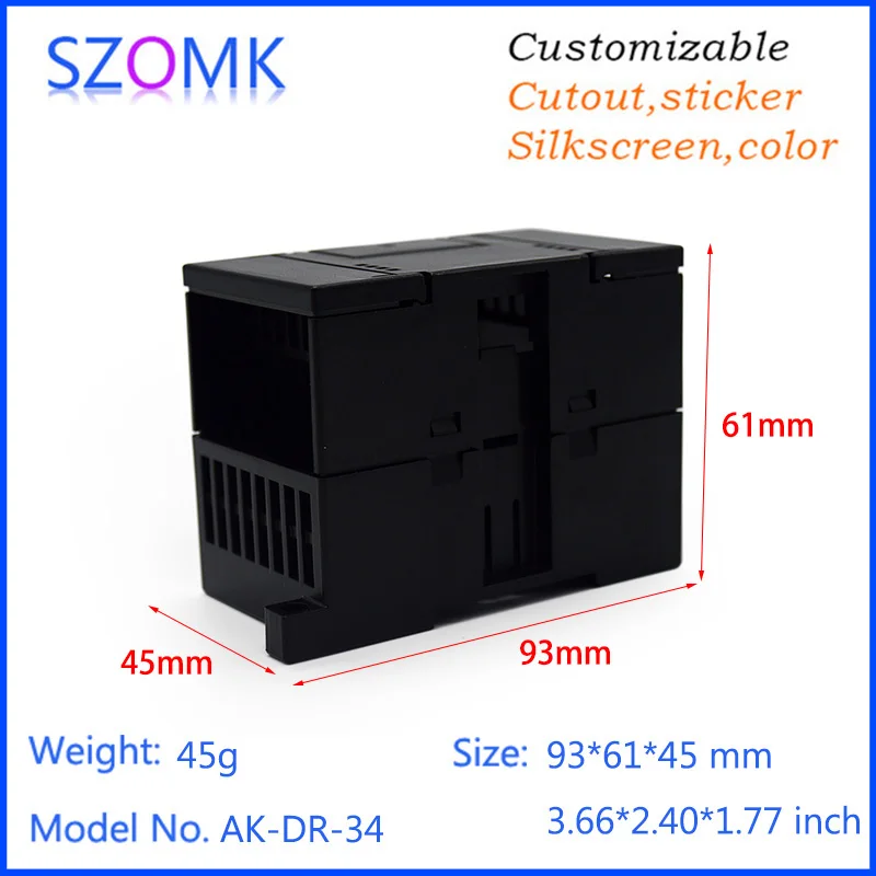 

10pcs a lot good qualtity szomk electrical connector plc din enclosure junction box electronic instrument enclosure 93*61*45mm