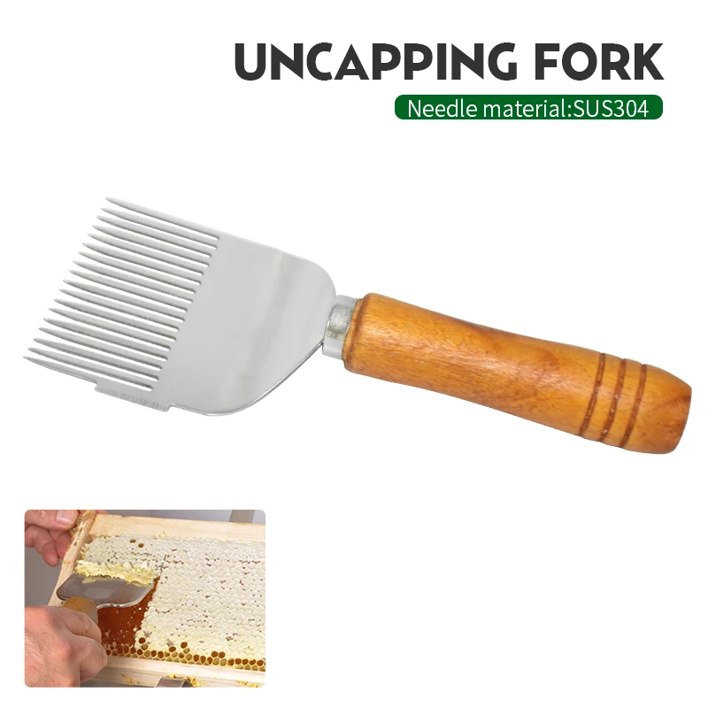 

Beekeeping Tools Uncapping Comb Fork Tine Straight 18-Pin Honey Scraper Sparse Needles Rake Shovel Wooden Handle Cut Bee Tool