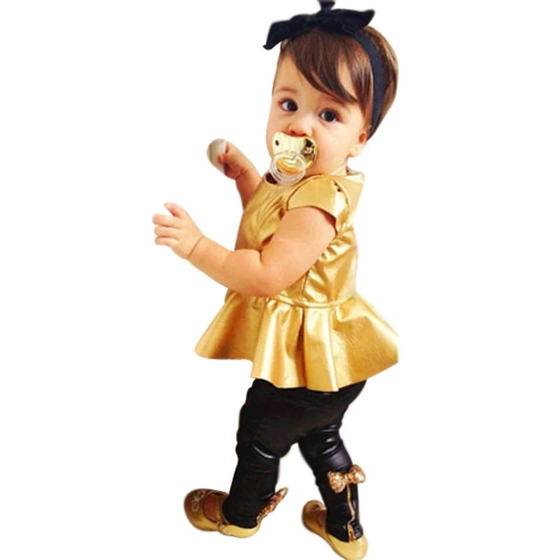 

2017 New Baby Girls Fashion Suit Kids Clothing Sets Shirt Tops+Legging Pants Casual Short-sleeved Shirts 2Pcs Set SuitsDS21
