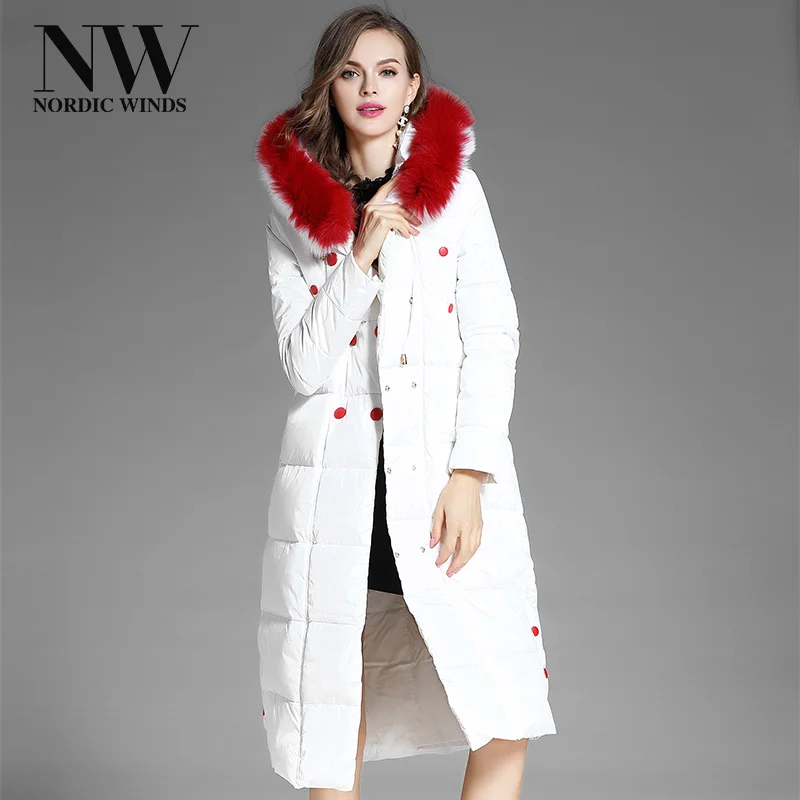 Women's Down Jacket Winter Warm Coats Ladies Long Outerwear Thick White