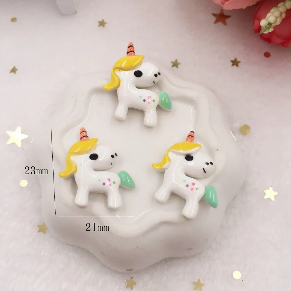 10pcs Lovely Resin 3D Colorful Unicorn Flat Back Cabochon Figurine Stone Embellishments Applique DIY Wedding Scrapbook Craft W67