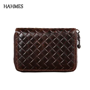

Leather Bag Of Men's Leather Multi Qrgan Credit Card Vertical Zipper Card Baotou Cowhide Card Bag
