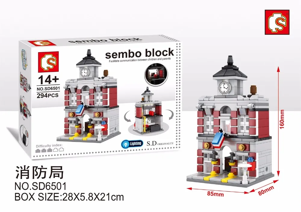 SEMBO Blocks Mini Shop DIY Building Bricks Micro street Store 3D Architecture Educational Kids toys Girls Gifts SD6054-SD6057