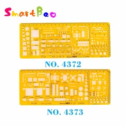 Gabarit de dessin en plastique, modèle de conception de bâtiment, modèle de dessin adapté pour 0.35 ou 0.25 stylos; NO. 4372 et NO. 4373 