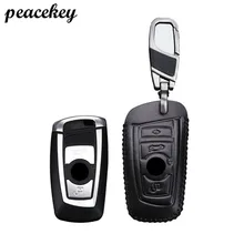 Peacekey Car Key Case ring For BMW Genuine Leather Key Case For BMW F30 F20 X1 X3 X5 E30 E34 E90 E60 E36 E39 E4 Key Cover Holder