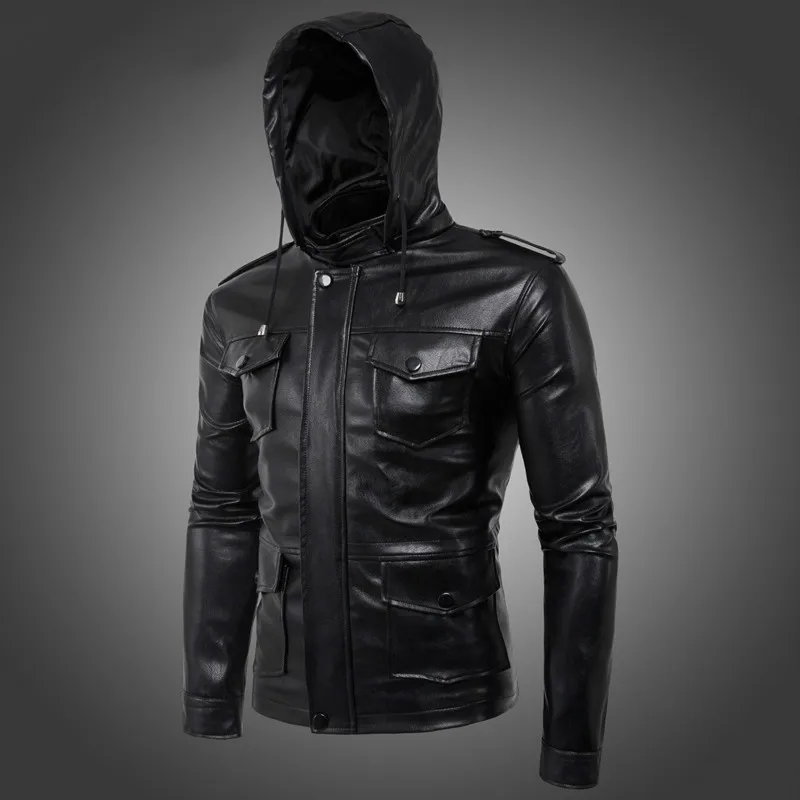 Hommes Cuir Black hommes Mode Cuir En Mâle Noir veste Fourrure De Vestes Veste Moto Manteau Manteaux Pu 8vm0wPNnyO