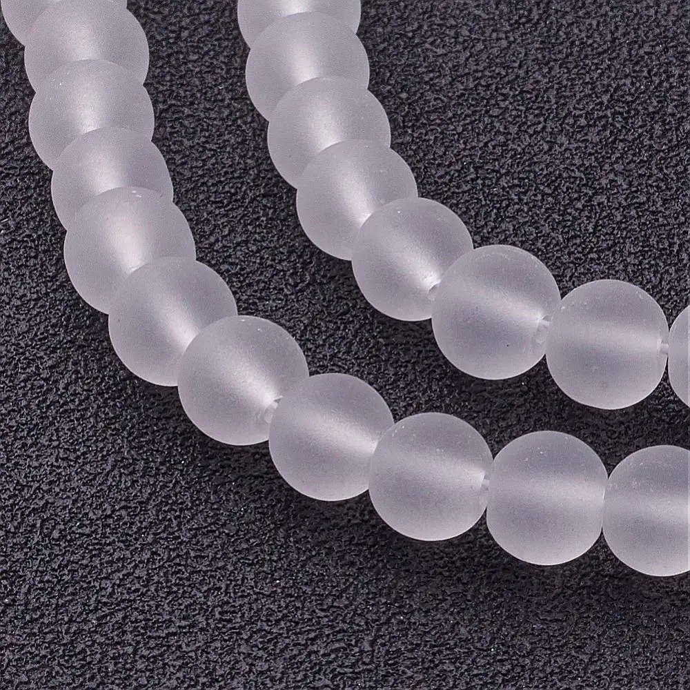 Матовые прозрачные стеклянные бусины 4 6 8 10 мм круглые бусины для ювелирных изделий ожерелья браслеты для изготовления разноцветных отверстий: 1,3~ 1,6 мм; 31,4"