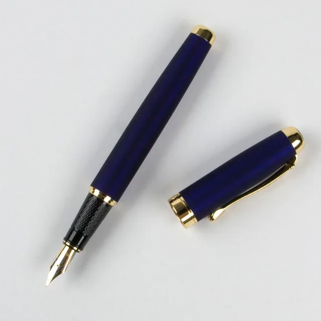 luxury ink Pen Blue Golden clip fountain pen with thickest barrel