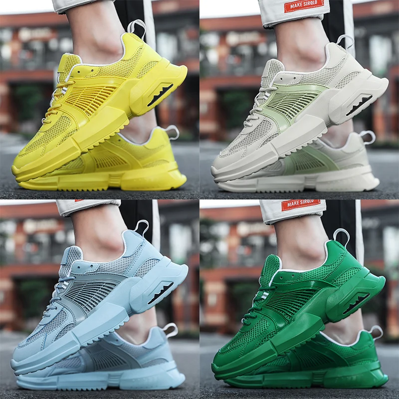 

Vintage Blue Yellow Sneakers Men Outdoors INS Running Shoes Male Walking Jogging Trainers Summer Breathable Comfortable Shoes