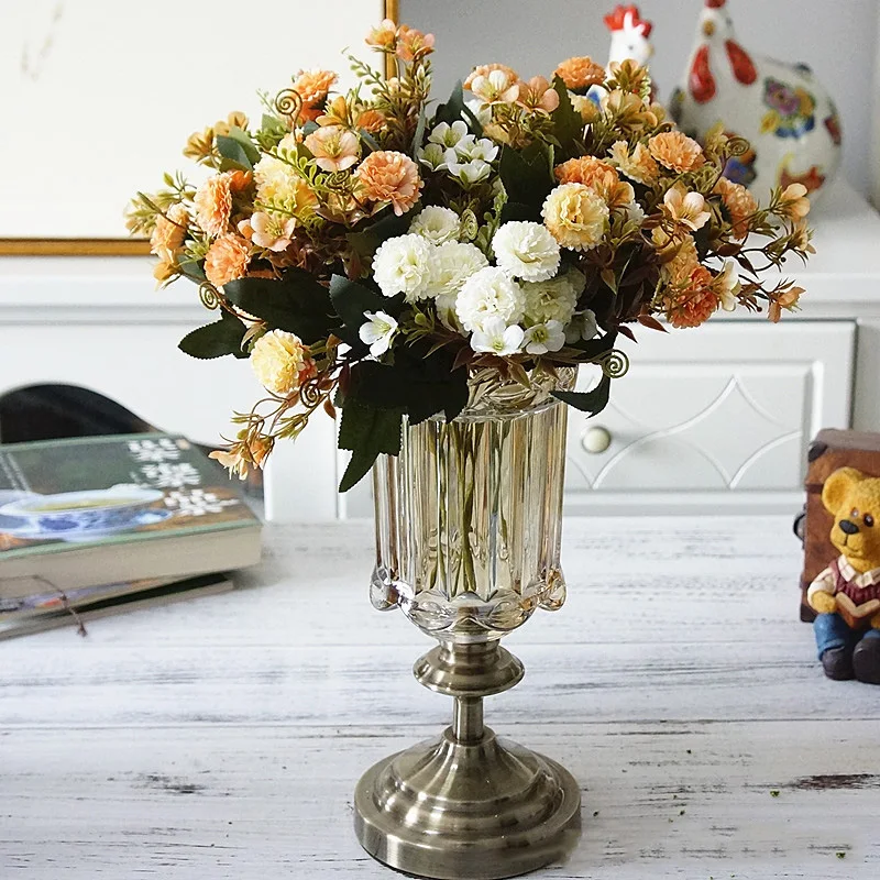 Flone Artificial Flowers High Quality Silk Bouquet Fake Flowers Wedding Display Flower European Style Carnation Home Decoration (11)