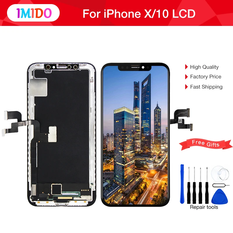 Класс Pantalla Дисплей для iPhone X LCD с 3D сенсорным AAA дигитайзер сборка 100% идеальный