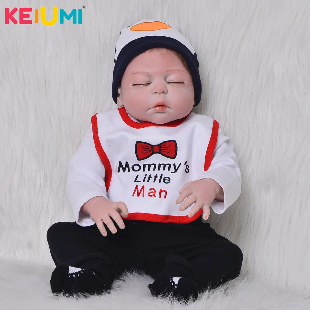

New 23'' Asleep Reborn Dolls Babies Full Silicone Vinyl Body Lifelike Doll Reborn Boy Gift For Fashion Children Brinquedos Bebe