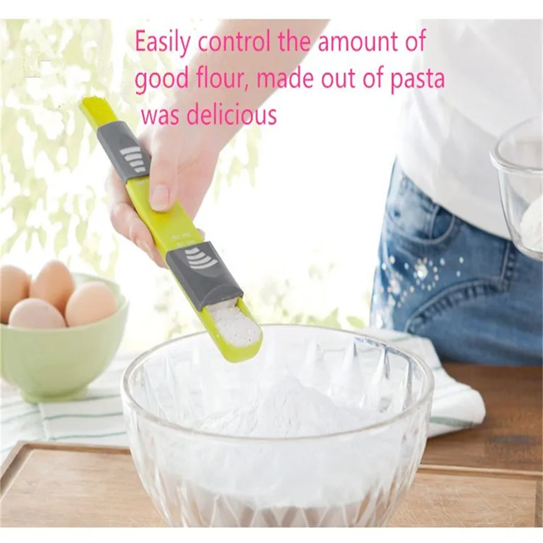  measure cup Double End Eight Stalls Adjustable Scale Measuring Spoons Metering Spoon baking tool Kitchen  (3)