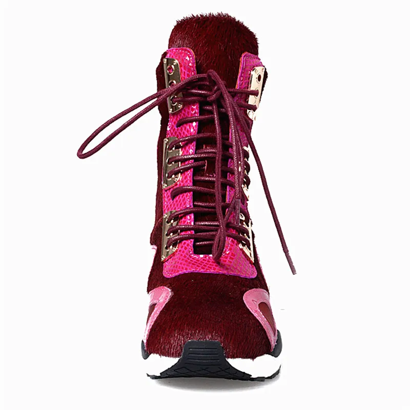 Lace Komfortable Red Gummi Frauen Jady wine Reise Espadrilles Weibliche Flache Creepers Schuhe Rose Rosshaar Brown Stiefeletten Boot Plattform Up RxAqHAIUw