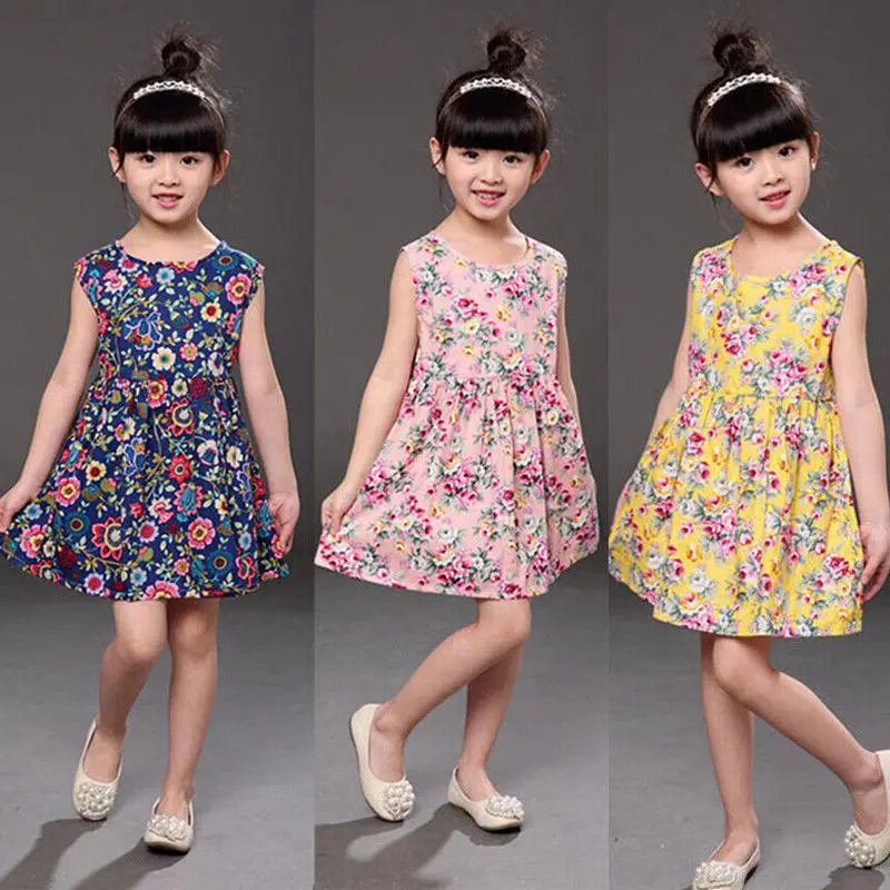 

Toddler Kids Baby Girls Floral Dress Princess Party Summer Sleeveless Dress Hot