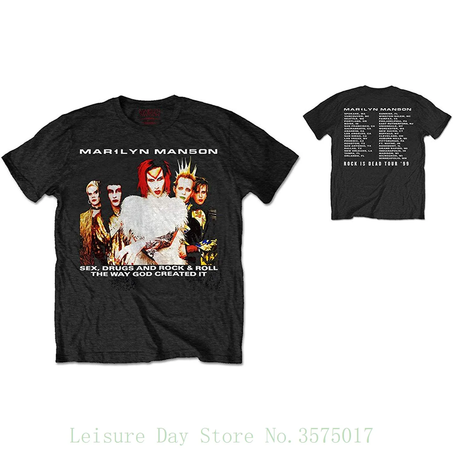 

Marilyn Manson Rock Is Dead Tour 1999 Rock Official Tee T-shirt Mens Unisex Cotton Men T-shirts Classical coat clothes tops