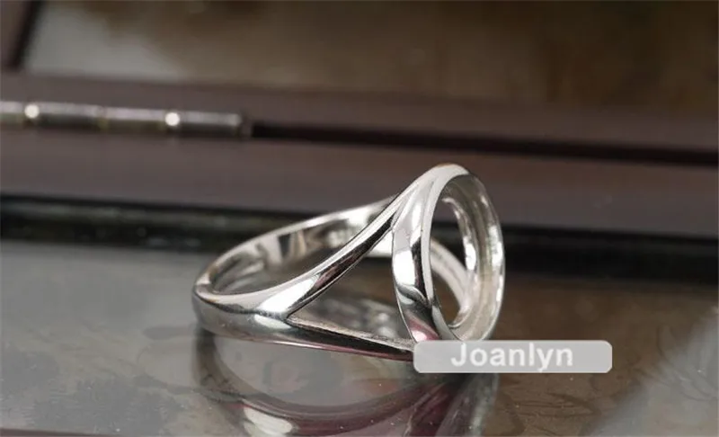Кольцо Joanlyn для 12 мм круглых кабошонов с покрытием из белого золота регулируемое