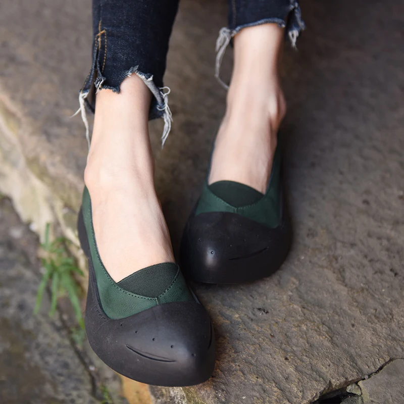 

Artmu Flats Women Shoes Loafers Handmade Genuine Leather Shoes Closed Toe Mother Shoes For Comfort Green New Desigh Fashion